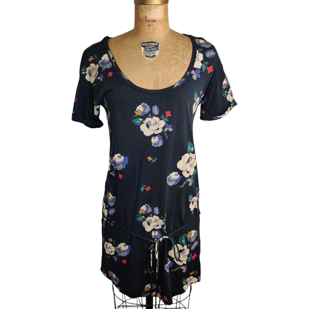 Aerie Poet-T Navy Floral Print T-shirt/Dress, Medium